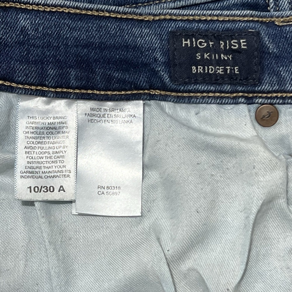 Lucky Brand Bridgette Skinny Jeans Women 10 X 30 Blue Denim High-Rise Frayed Hem - Picture 6 of 11